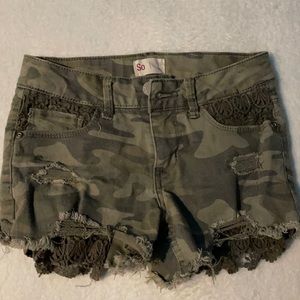 Camouflage shorts.